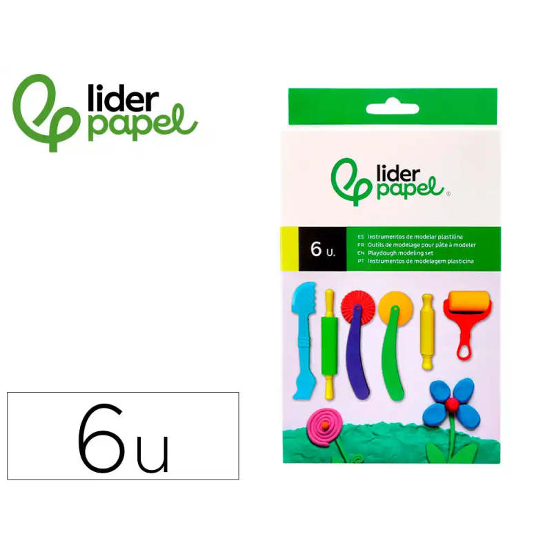 Instrumentos de modelar liderpapel para plastilina caja de 6 piezas surtidas