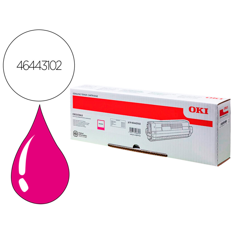 Toner oki laser 46443102 c833 / c843 magenta 10000 paginas