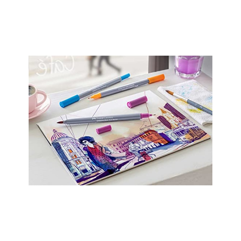Rotulador faber castell goldfaber aqua dual doble punta fina/pincel candy of grey caja de 6 unidades