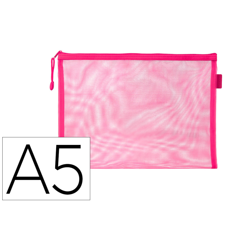 Bolsa zipper bag liderpapel poliester transpirable multiusos din a5 rosa