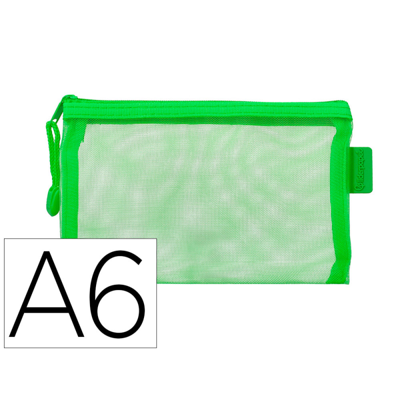 Bolsa zipper bag liderpapel poliester transpirable multiusos din a6 verde pastel