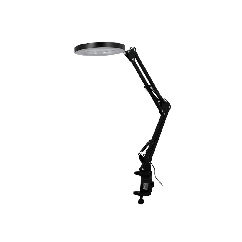 Lampara de escritorio q-connect hadar led 8w 380lm aluminio con pinza y lupa brazo doble color negro