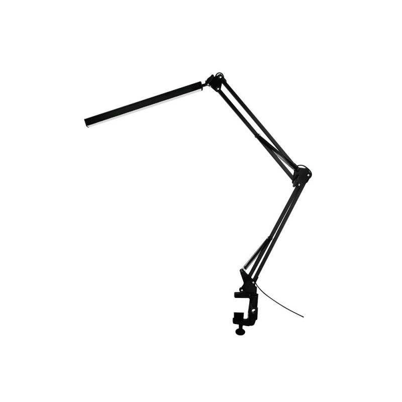 Lampara de escritorio q-connect rigel led 8w 320 lm aluminio con pinza brazo doble3 articulaciones color negro