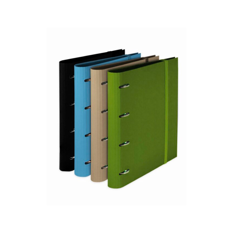 Carpeta pardo 4 anillas 35 mm carton compacto din a4 recambio 120 h 90 gr expositor 8 unidades colores