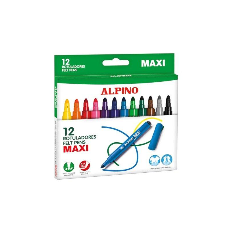 Rotulador alpino maxi caja de 12 unidades colores surtidos