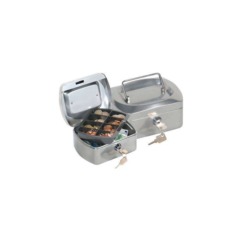 Caja caudales q-connect 6/' 152x115x80 mm plata con portamonedas