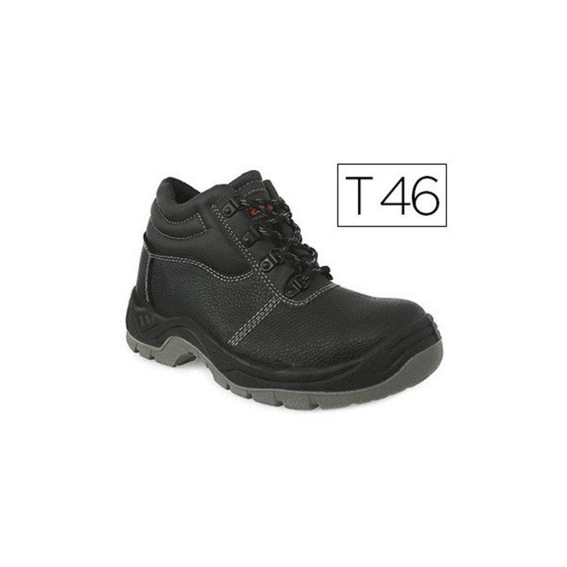 Bota faru de seguridad con puntera de acero cuero negro talla 46