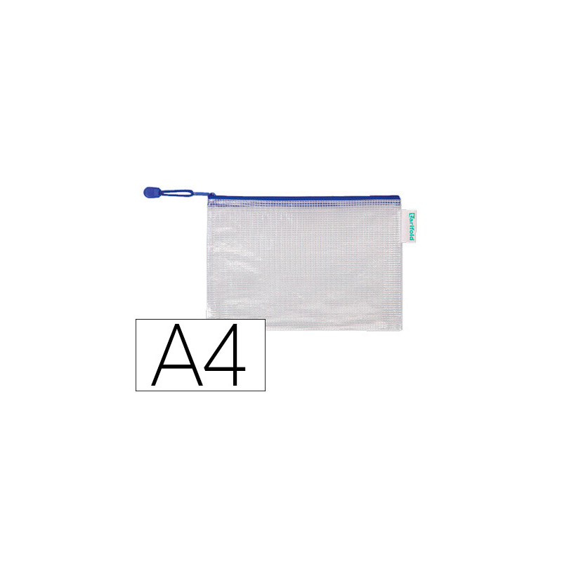 Bolsa multiusos djois pvc din a4 apertura superior con cremallera portaboligrafo y correa azul