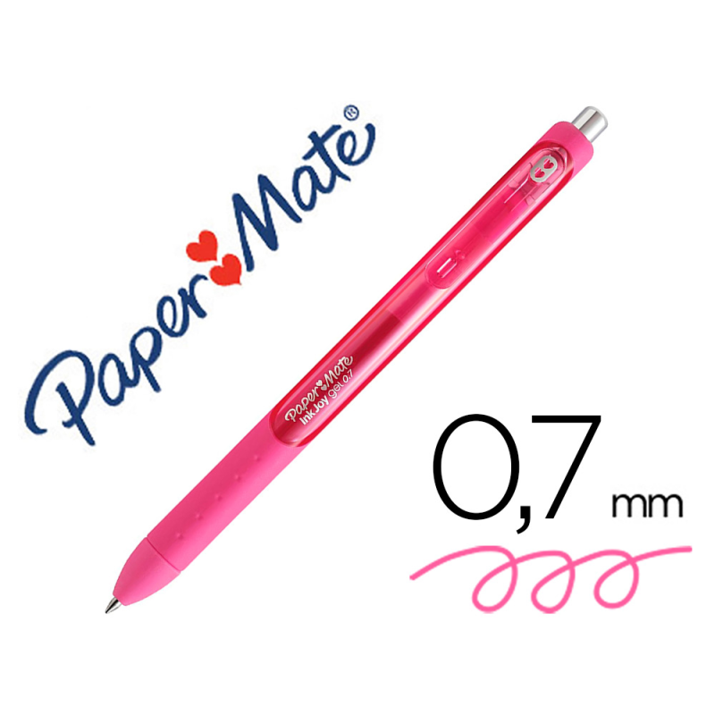 Boligrafo paper mate inkjoy retractil gel pen trazo 0,7 mm rosa
