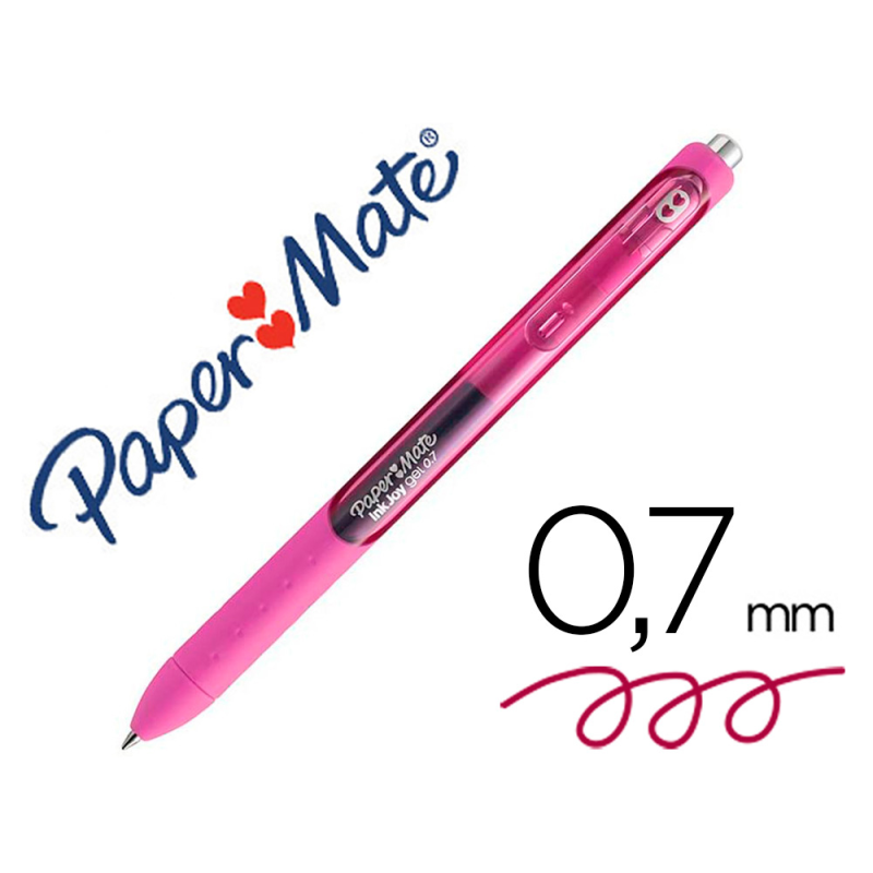 Boligrafo paper mate inkjoy retractil gel pen trazo 0,7 mm cereza