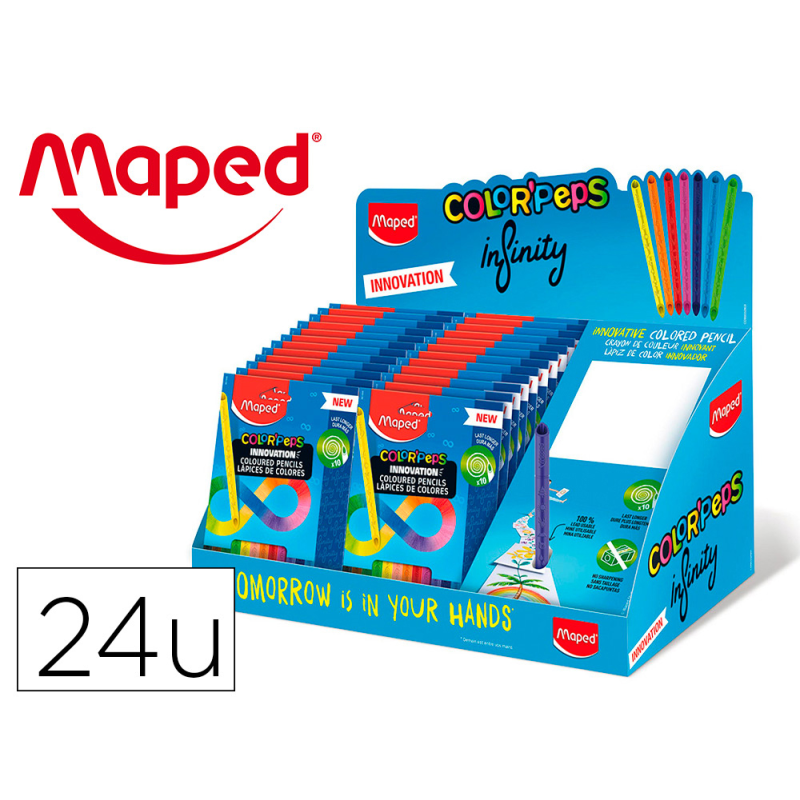 Lapices de colores maped color peps infinity caja de 12 colores surtidos expositor de 24 unidades