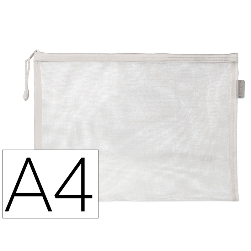 Bolsa zipper bag liderpapel poliester transpirable multiusos din a4 blanco