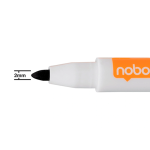 Rotulador nobo mini con borrador para pizarra blanca punta redonda 2 mm color negro pack de 6 unidades
