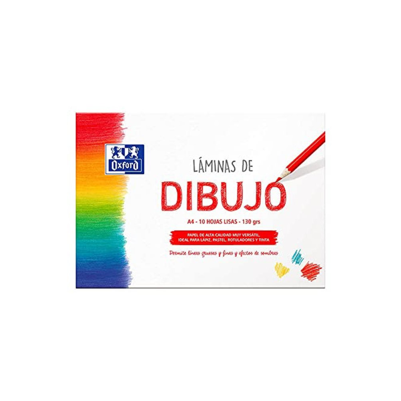 Papel de dibujo oxford din a4 liso 130 gr sobre de 10 hojas