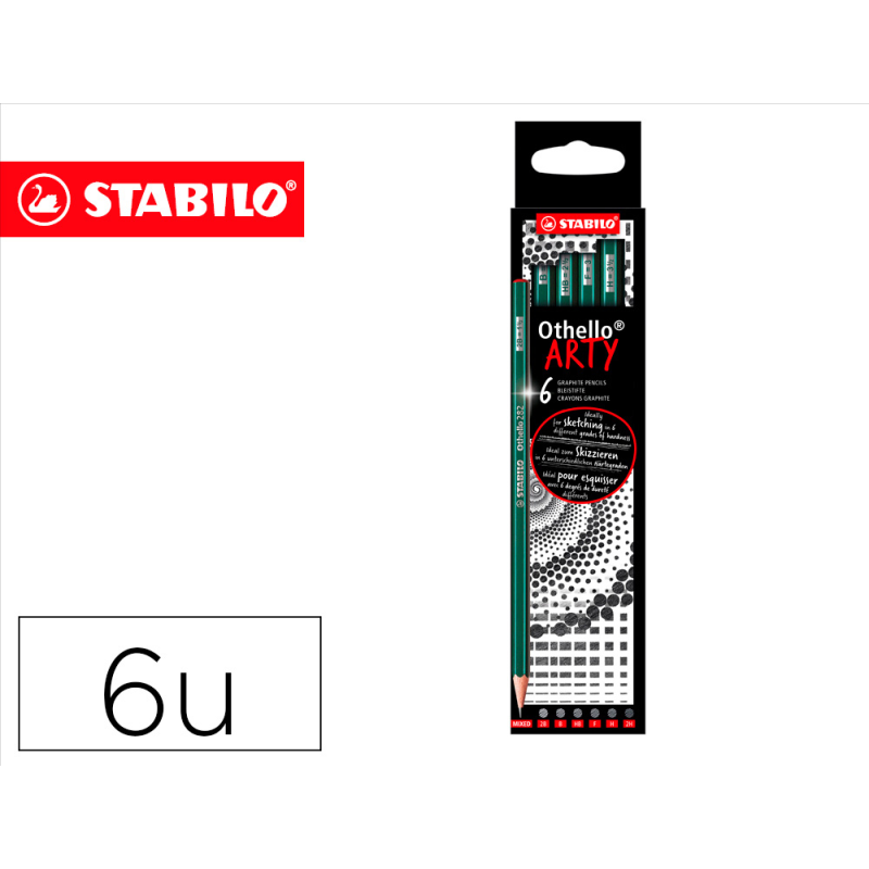 Lapices de grafito stabilo othello arty line estuche carton de 6 unidades durezas surtidas