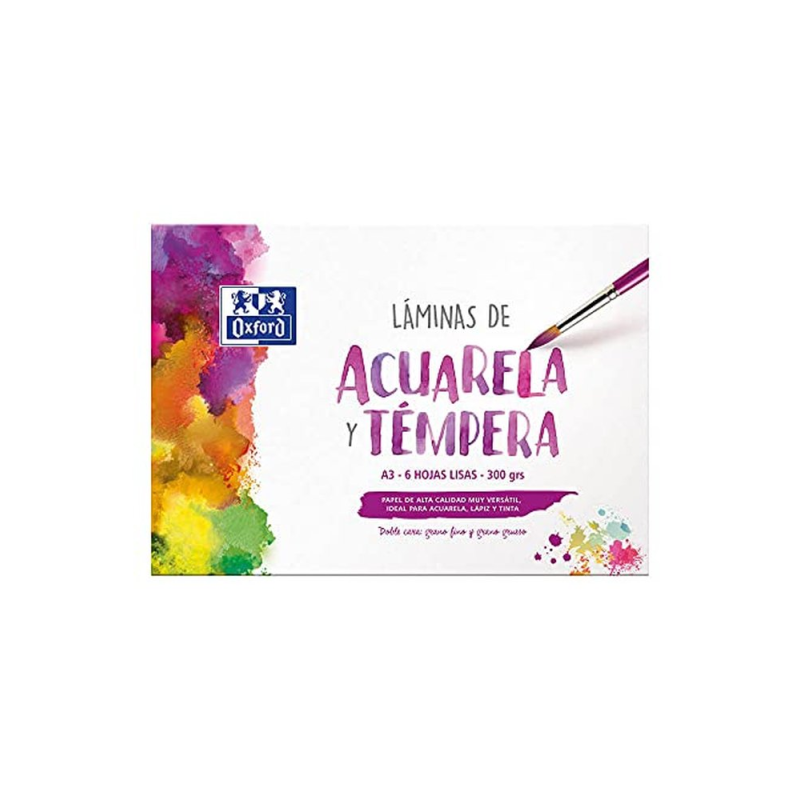 Papel de dibujo oxford acurela din a4 350 gr sobre de 6 hojas