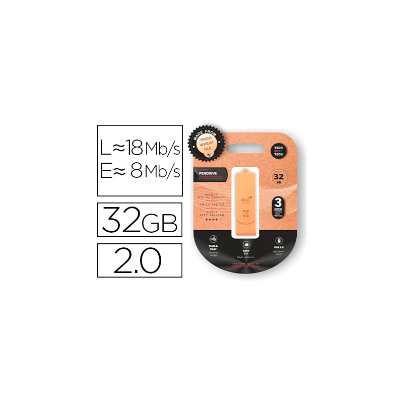 Memoria usb tech one tech ecotech biodegradable 32 gb usb 2.0