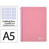 Cuaderno espiral liderpapel a5 witty tapa dura 80h 90gr cuadro 4mm con margen color rosa