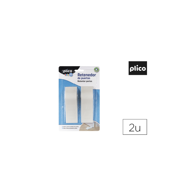 Retenedor de puertas plico plastico blanco blister de 2 unidades