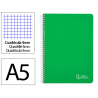 Cuaderno espiral liderpapel a5 witty tapa dura 80h 90gr cuadro 4mm con margen color verde