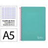 Cuaderno espiral liderpapel din a5 witty tapa dura 80h 90gr cuadro 4mm con margen color turquesa