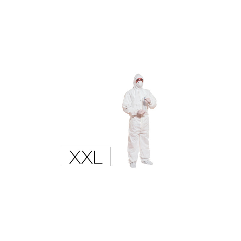 Traje de seguridad deltaplus polipropileno con capucha de un solo uso color blanco talla xxl