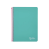 Cuaderno espiral liderpapel din a5 witty tapa dura 80h 90gr cuadro 4mm con margen color turquesa