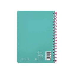 Cuaderno espiral liderpapel din a5 witty tapa dura 80h 90gr cuadro 4mm con margen color turquesa