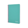 Cuaderno espiral liderpapel din a5 witty tapa dura 80h 90gr cuadro 4mm con margen color turquesa