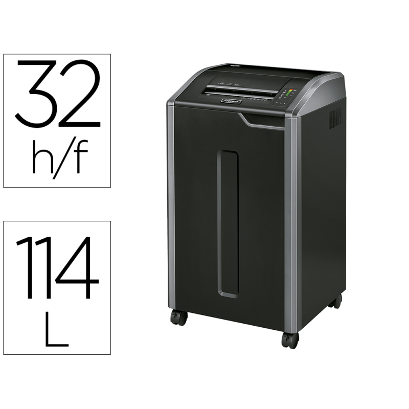 Destructora de documentos fellowes 425ci capacidad de corte 32h seguridad p4 clips grapas tarjetas y cd 114l