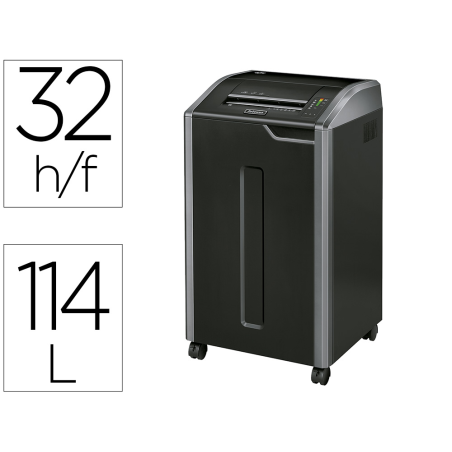 Destructora de documentos fellowes 425ci capacidad de corte 32h seguridad p4 clips grapas tarjetas y cd 114l