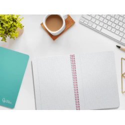 Cuaderno espiral liderpapel din a5 witty tapa dura 80h 90gr cuadro 4mm con margen color turquesa