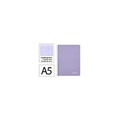 Cuaderno espiral liderpapel a5 witty tapa dura 80h 90gr cuadro 4mm con margen color violeta