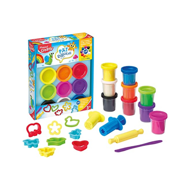 Pasta de modelar maped pat dough 9 botes 96 gr colores surtidos con 12 accesorios