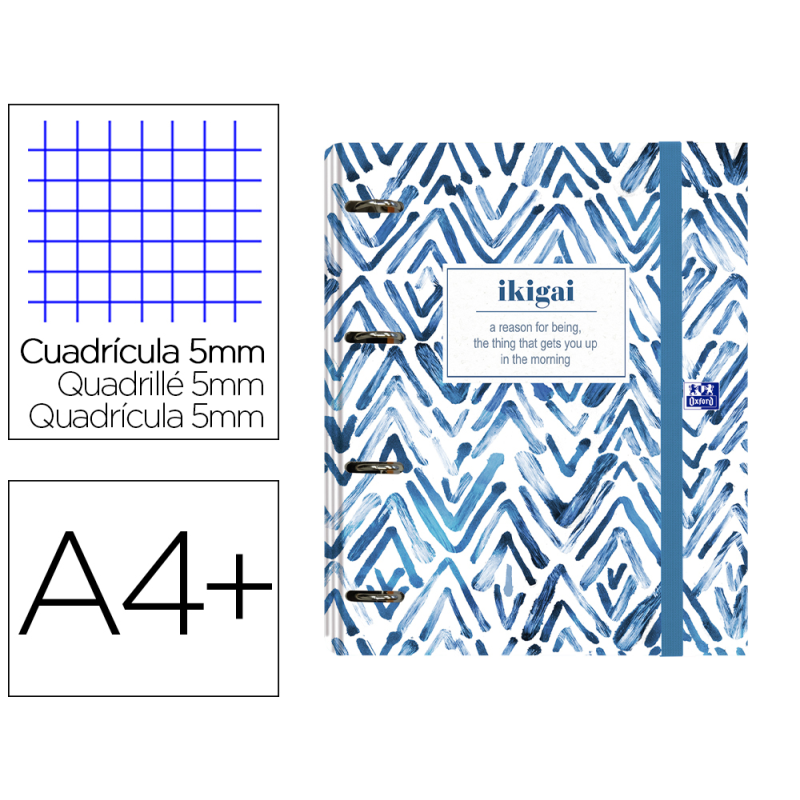 Carpeta con recambio oxford europeanbinder japandi din a4+ cuadro 5x5 120 hojas