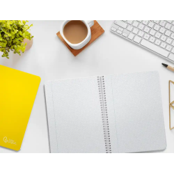 Cuaderno espiral liderpapel a5 witty tapa dura 80h 90gr cuadro 4mm con margen color amarillo