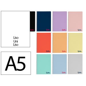 Cuaderno espiral liderpapel a5 wonder tapa plastico 80h 90gr liso colores surtidos