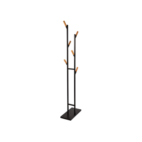 Perchero metalico maul rima pie 6 colgadores de madera color negro 1840x480x230 mm
