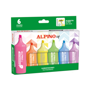 Rotulador fluorescente alpino up caja de 6 unidades colores surtidos