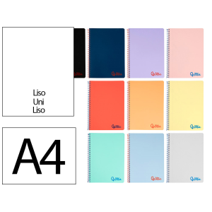 Cuaderno espiral liderpapel a4 wonder tapa plastico 80h 90gr liso colores surtidos