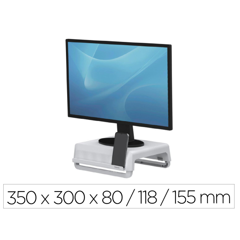 Soporte fellowes para monitor breyta 3 ajustes de altura hasta 30 kg 100% reciclable 350x300x80/118/155 mm blanco