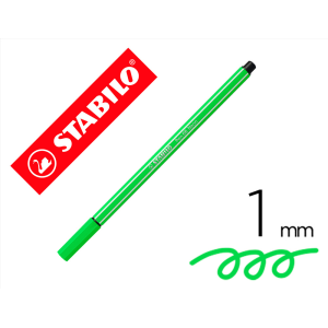 Rotulador stabilo acuarelable pen 68 verde neon punta gruesa 1mm