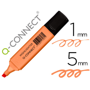 Rotulador q-connect fluorescente pastel naranja punta biselada