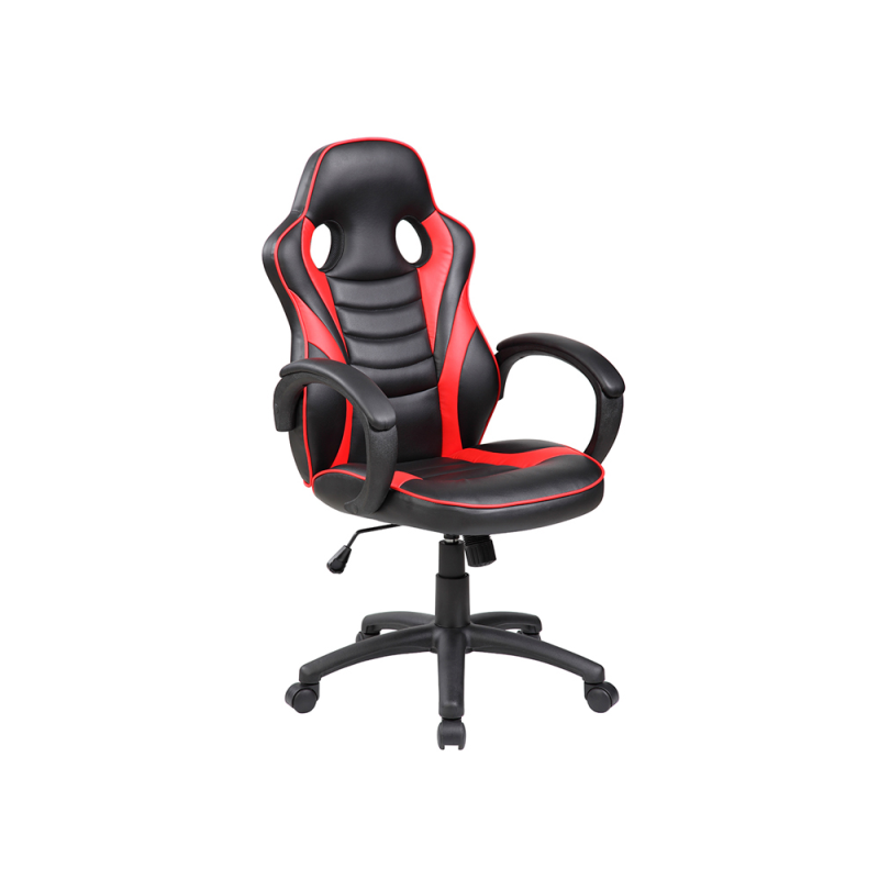 Silla rocada gaming con brazos fijos base nylon con ruedas basculante similpiel negro/rojo 480x490x1060-1160