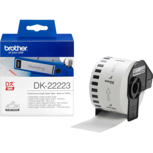 Etiqueta brother dk22223 cinta papel continuo adhesiva removible blanca 50 mm x 30,48 mt