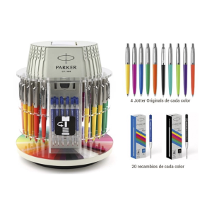 Boligrafo parker jotter originals expositor carrousel con 40 unidades colores surtidos + 40 recambios