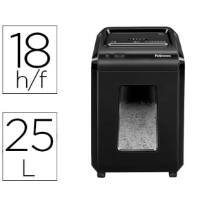 Destructora de documentos fellowes 92cs capacidad 18 hojas seguridad p4 papelera 25 l destruye grapas clips cd