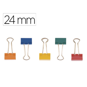Pinza metalica q-connect reversible n.2 24 mm caja de 10 unidades colores surtidos