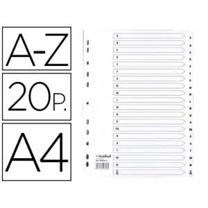 Separador exacompta cartulina blanca a-z juego de 20 separadores din a4 11 taladros