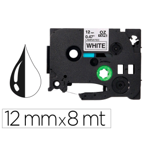 Cinta q-connect tze-231 blanco-negro 12mm longitud 8 mt